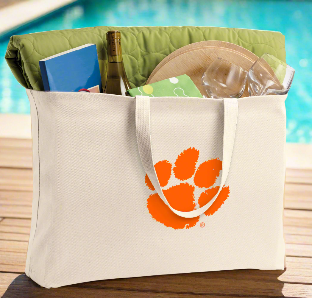 Clemson Large Tote Bag Clemson Tigers Jumbo Tote for Beach Pool or Travel