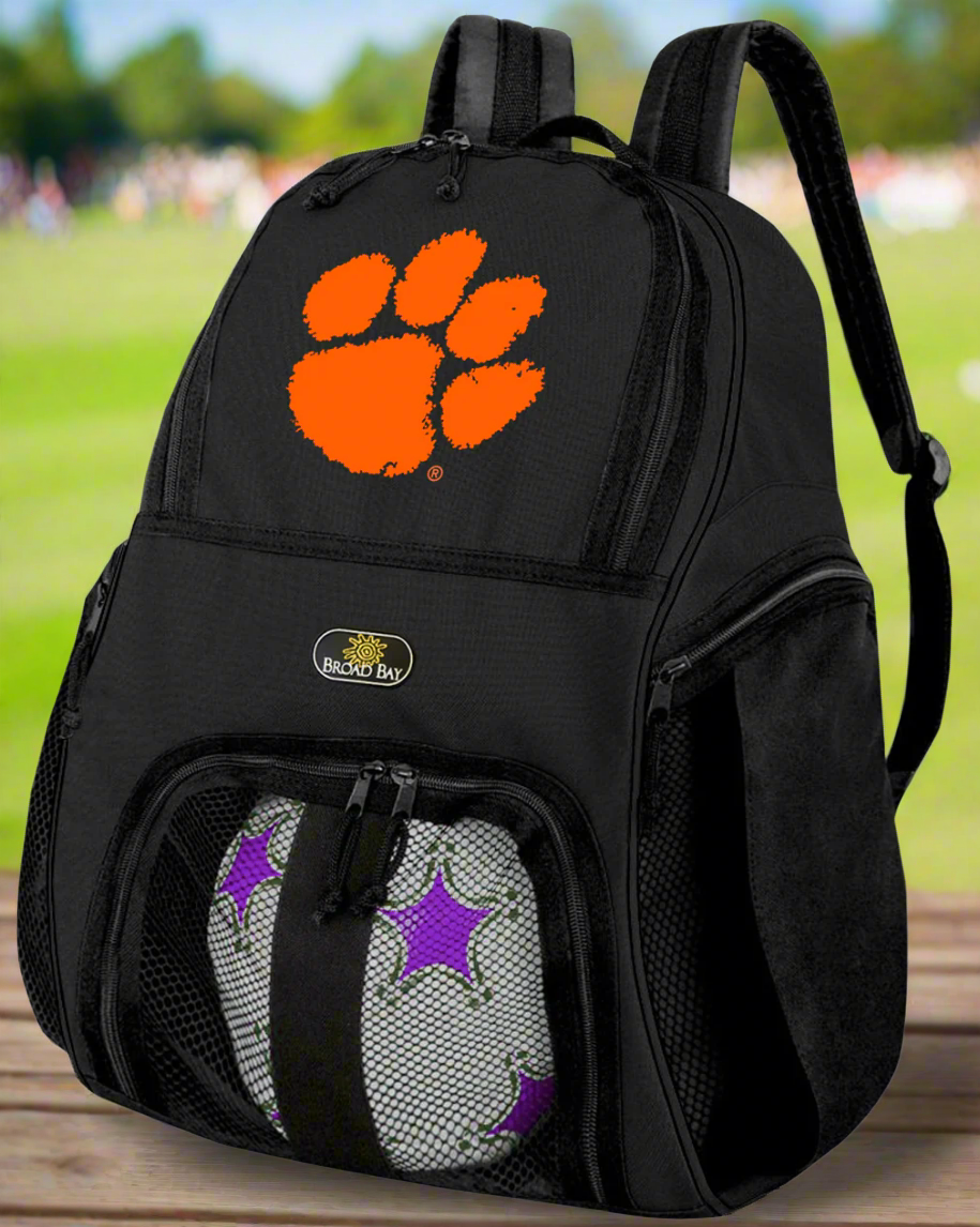 Clemson Soccer Ball Backpack or Clemson Tigers Volleyball Sports Gear Bag