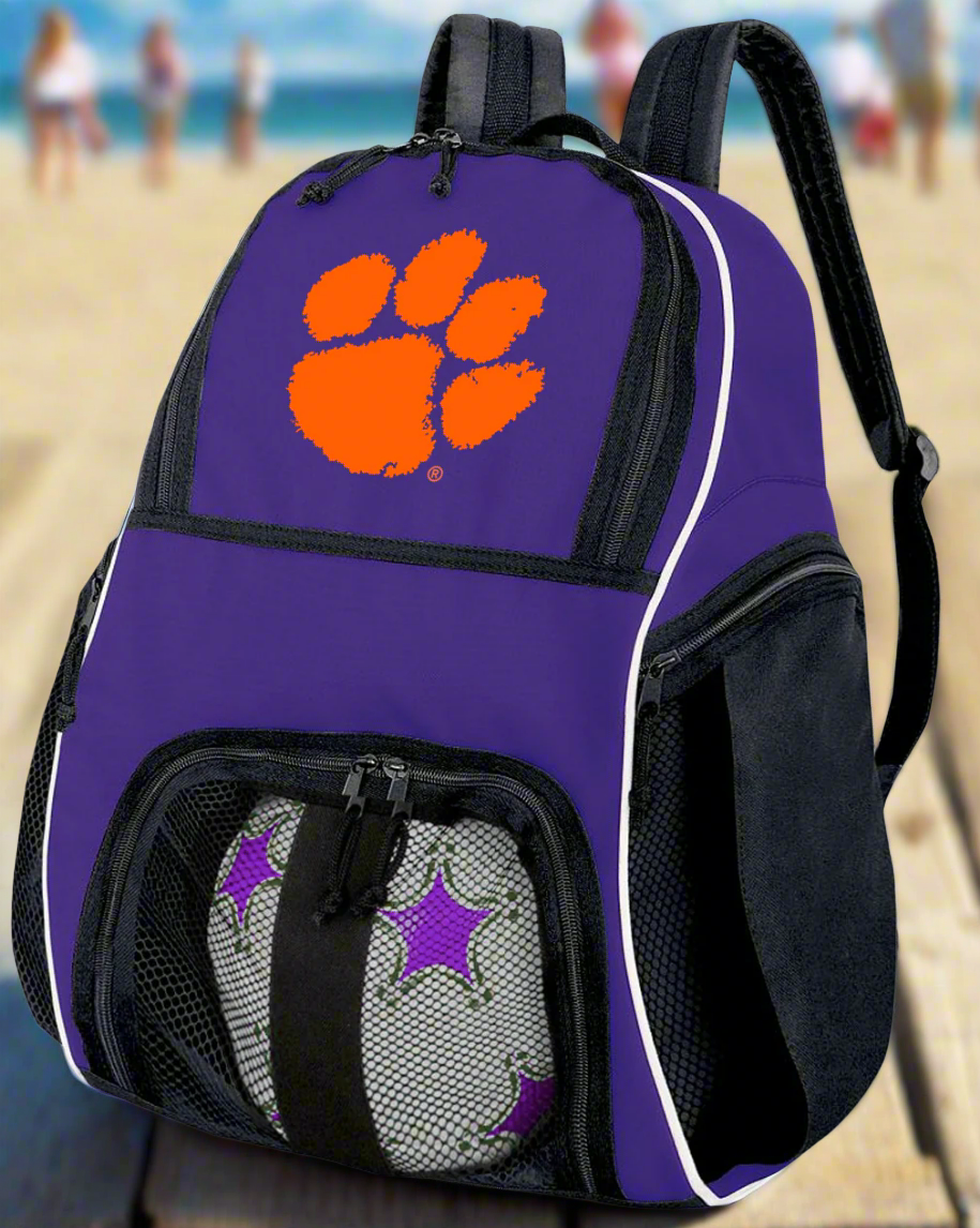 Clemson Soccer Ball Backpack or Clemson Tigers Volleyball Sports Gear Bag