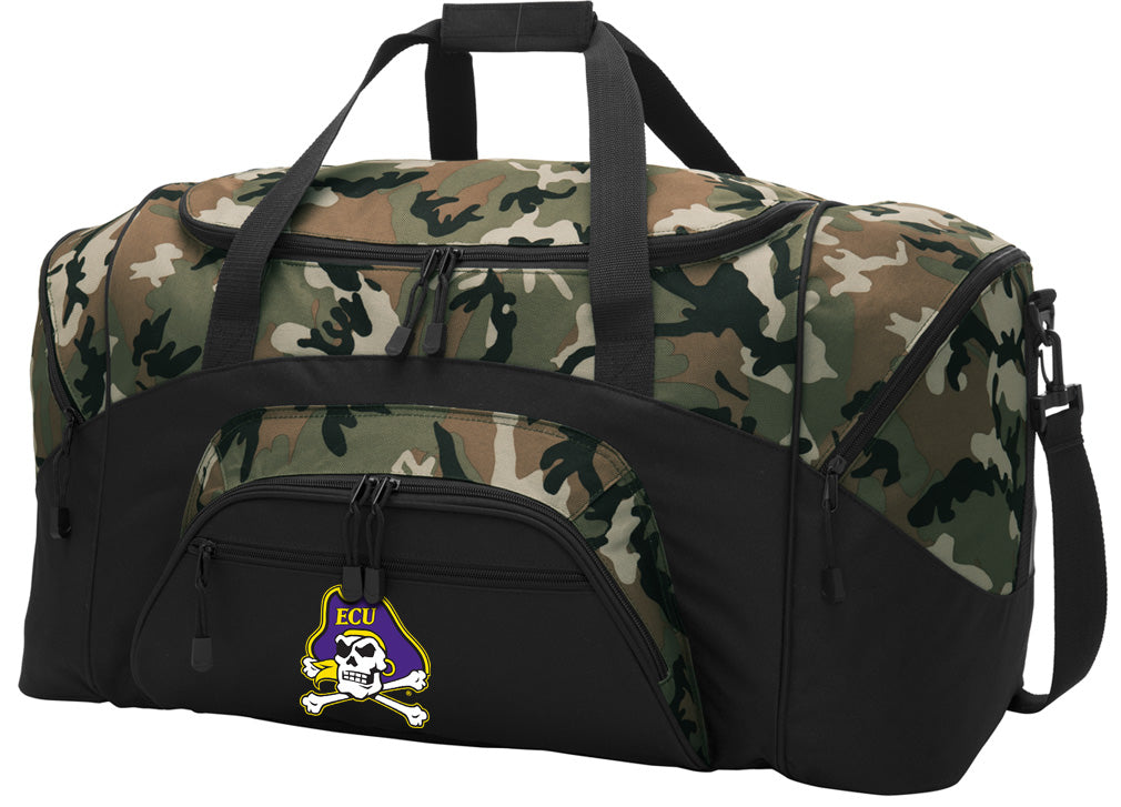 East Carolina Large Camo Duffel Bag ECU Pirates Suitcase or Sports Gear Bag