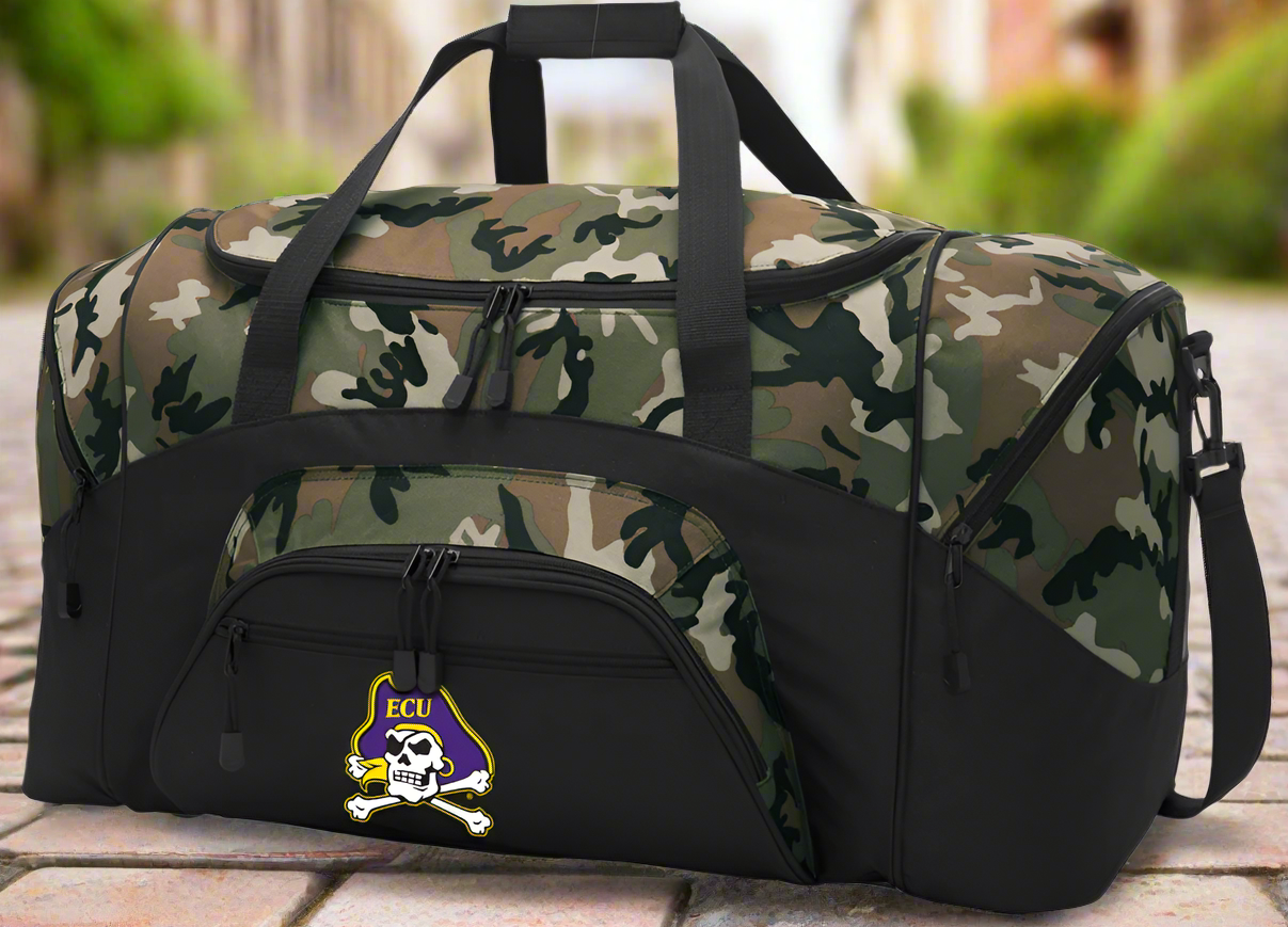 East Carolina Large Camo Duffel Bag ECU Pirates Suitcase or Sports Gear Bag