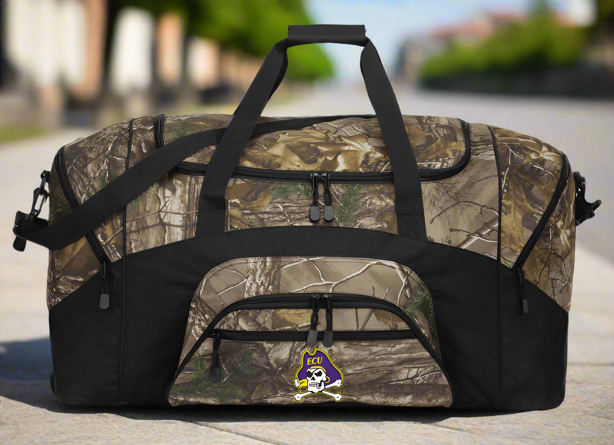 East Carolina Camo Large Duffel Bag ECU Pirates Suitcase Travel Bag or Sports Gear Bag