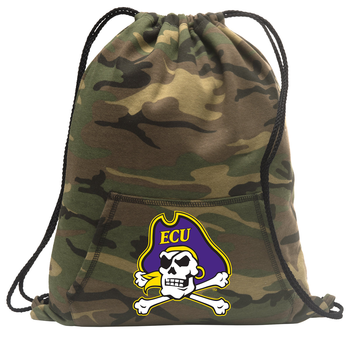 East Carolina Camo Drawstring Backpack ECU Pirates Hoody Style Cinch Pack Bag