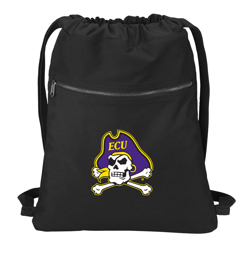 East Carolina Canvas Drawstring Backpack ECU Pirates Cotton Cinch Pack Bag