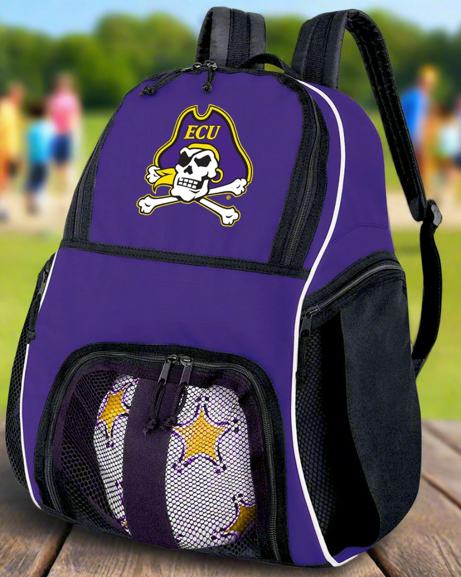 East Carolina Soccer Ball Backpack or ECU Pirates Volleyball Sports Gear Bag