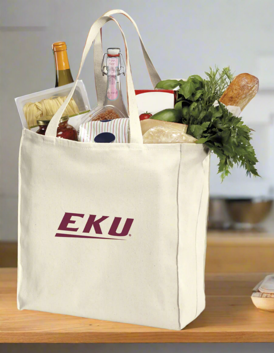 Eastern Kentucky University Grocery Shopping Bags 2 PC SET EKU Reusable Cotton Bags