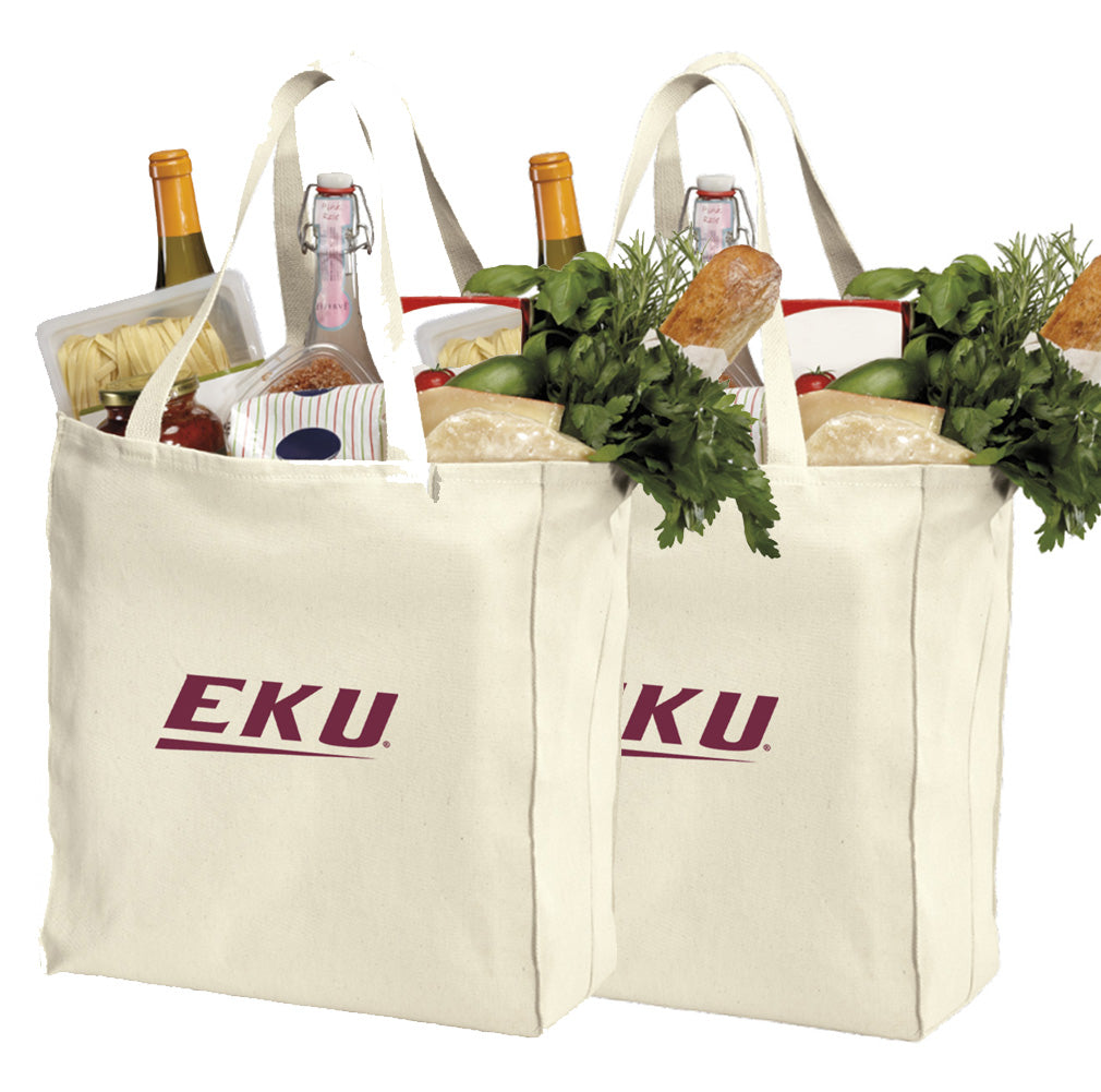 EKU Grocery Shopping Bags 2 PC SET Eastern Kentucky Reusable Cotton Bags