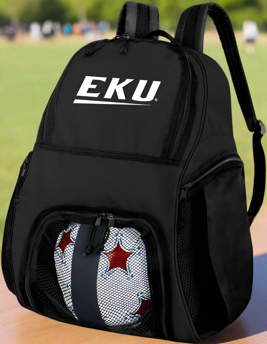 Eastern Kentucky University Soccer Ball Backpack or EKU Logo Volleyball Sports Gear Bag