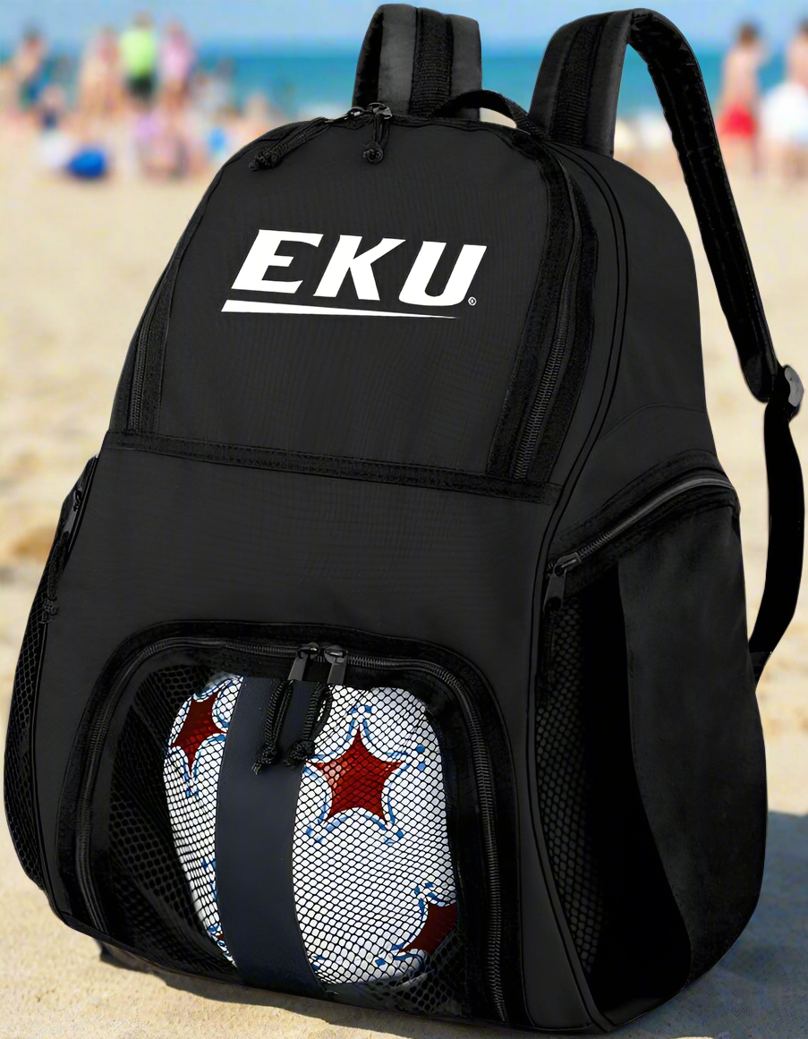 Eastern Kentucky University Soccer Ball Backpack or EKU Logo Volleyball Sports Gear Bag