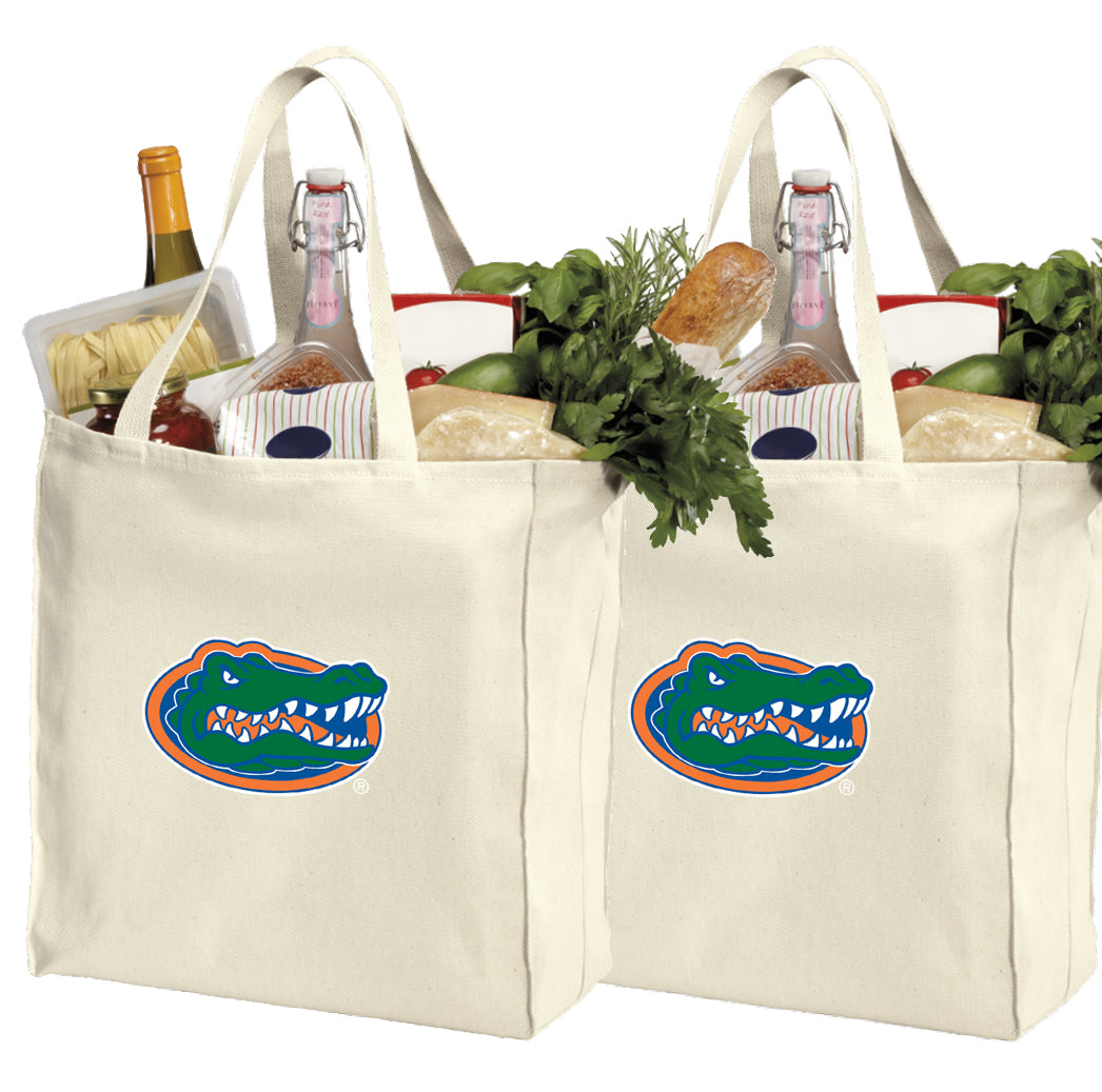 University of Florida Grocery Shopping Bags 2 PC SET Florida Gators Reusable Cotton Bags