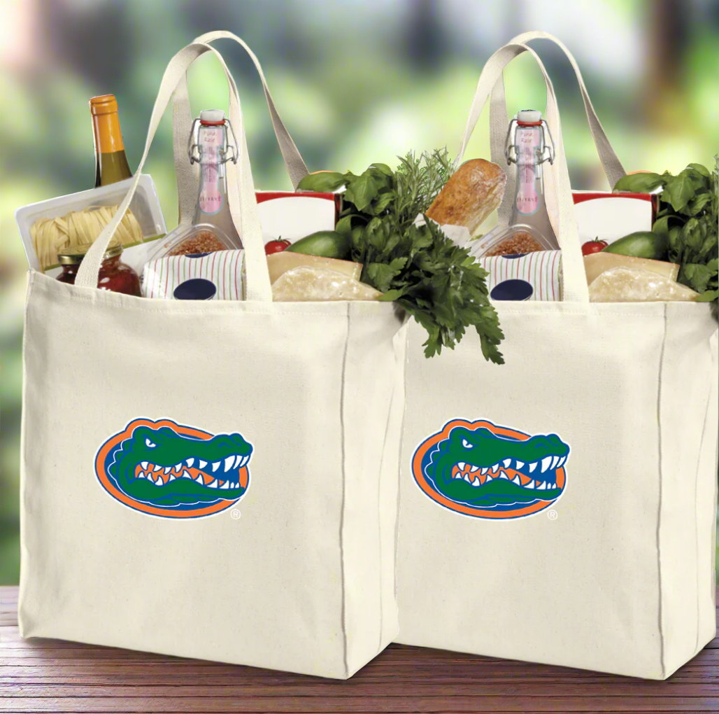 University of Florida Grocery Shopping Bags 2 PC SET Florida Gators Reusable Cotton Bags