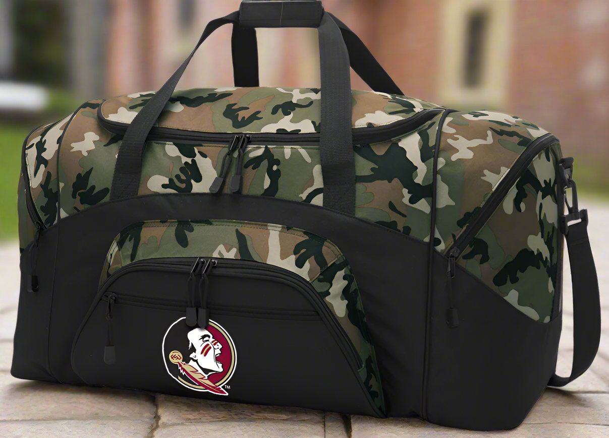 Florida State Large Camo Duffel Bag FSU Suitcase or Sports Gear Bag