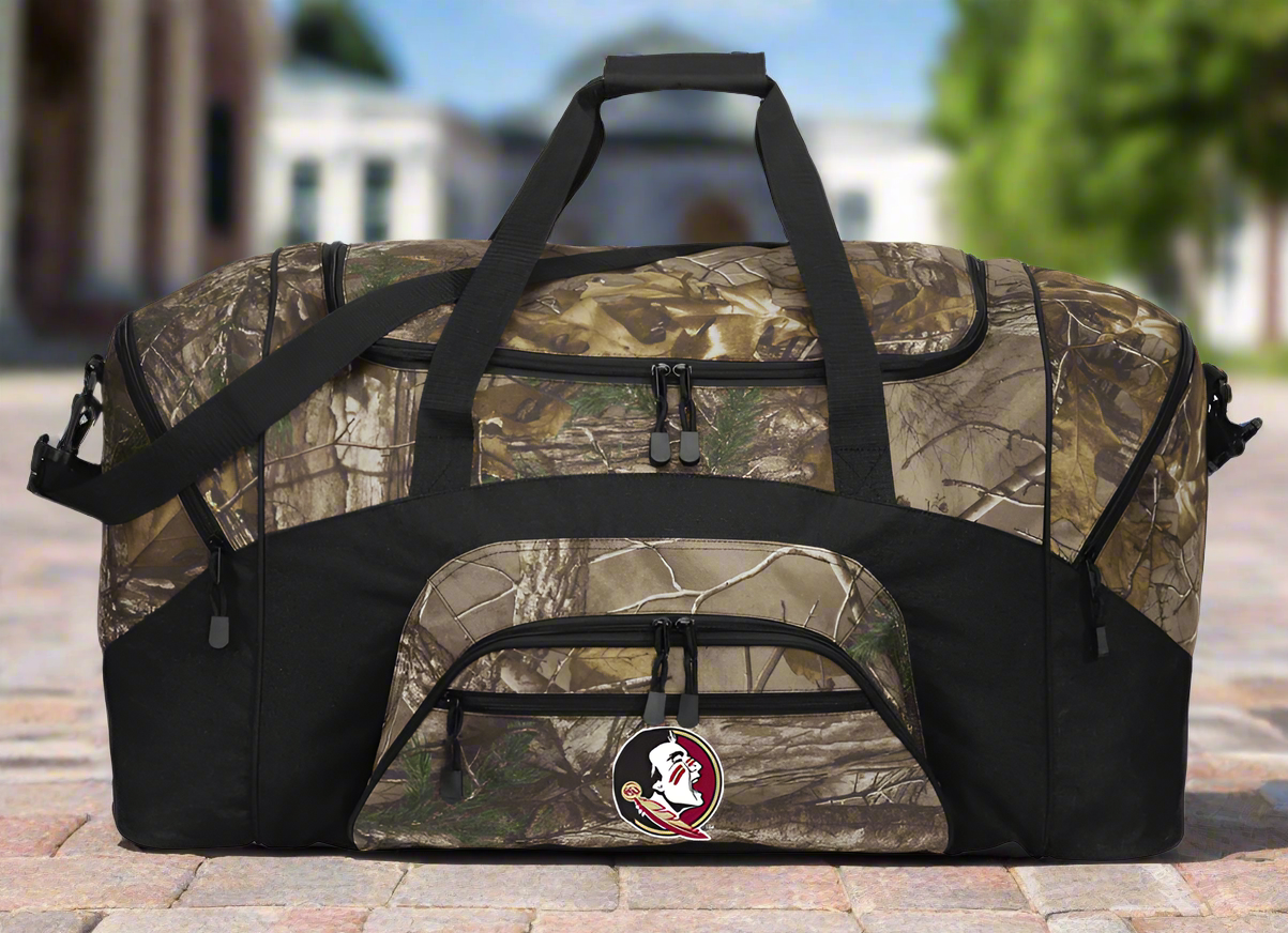 Florida State Camo Large Duffel Bag FSU Suitcase Travel Bag or Sports Gear Bag