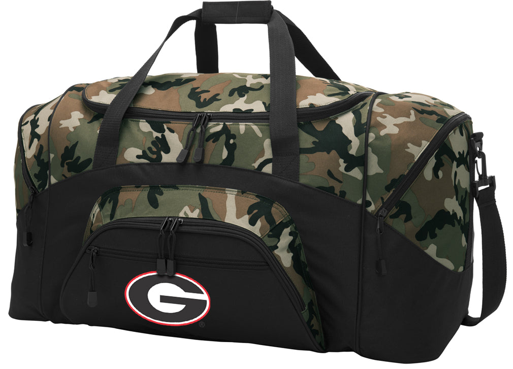 University of Georgia Large Camo Duffel Bag UGA Bulldogs Suitcase or Sports Gear Bag