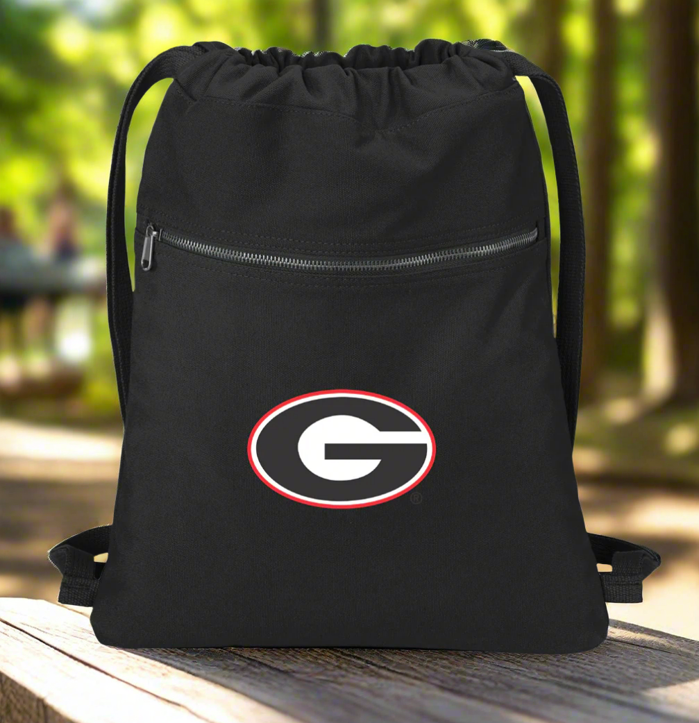 University of Georgia Logo Canvas Drawstring Bag