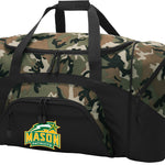 George Mason University Large Camo Duffel Bag GMU Patriots Suitcase or Sports Gear Bag