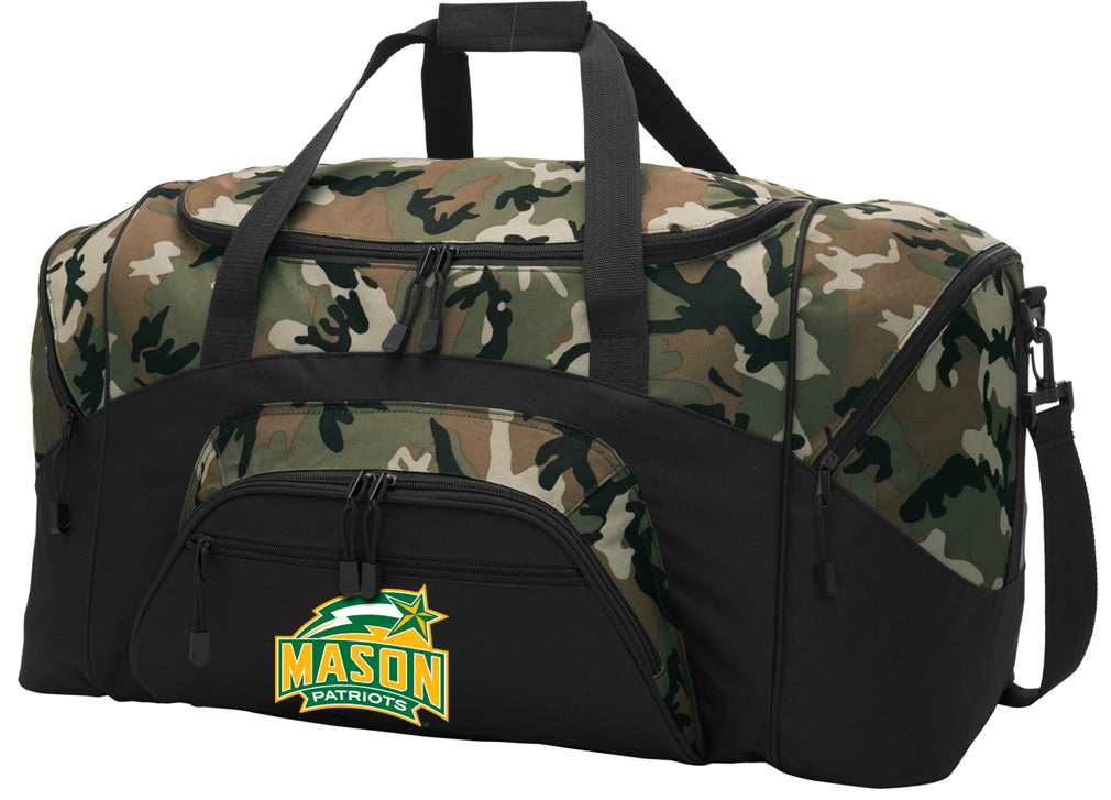 George Mason University Large Camo Duffel Bag GMU Patriots Suitcase or Sports Gear Bag