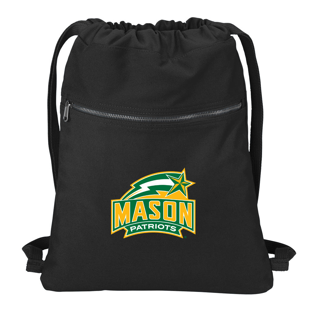 George Mason University Canvas Drawstring Backpack GMU Patriots Cotton Cinch Pack Bag