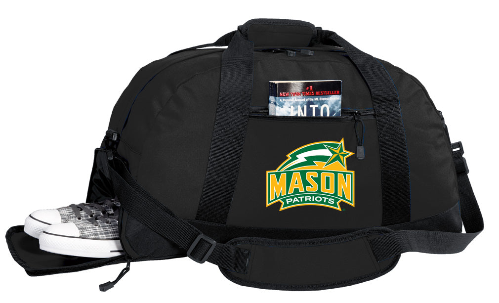 George Mason University Duffel Bag GMU Patriots Gym or Sports Bag with Shoe Pocket