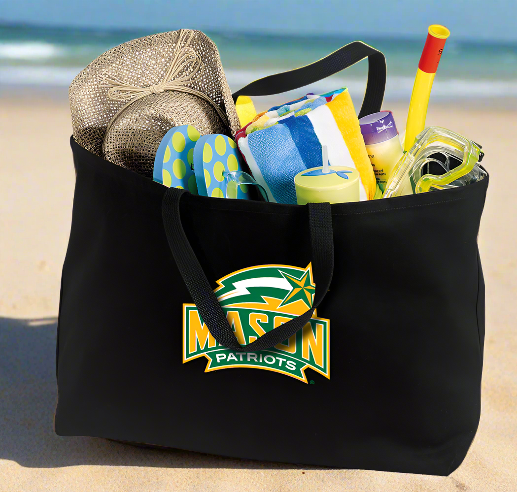 George Mason University Large Tote Bag GMU Patriots Jumbo Tote for Beach Pool or Travel