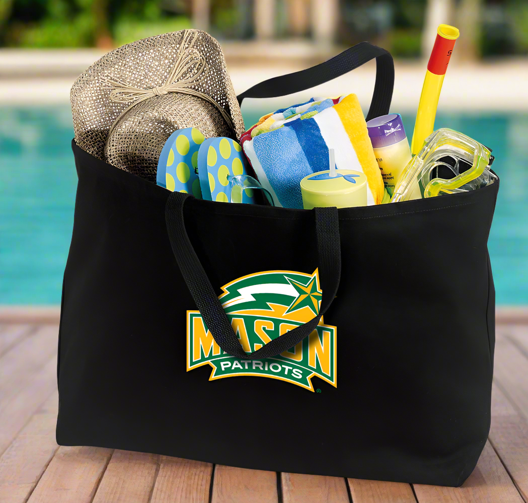 George Mason University Large Tote Bag GMU Patriots Jumbo Tote for Beach Pool or Travel