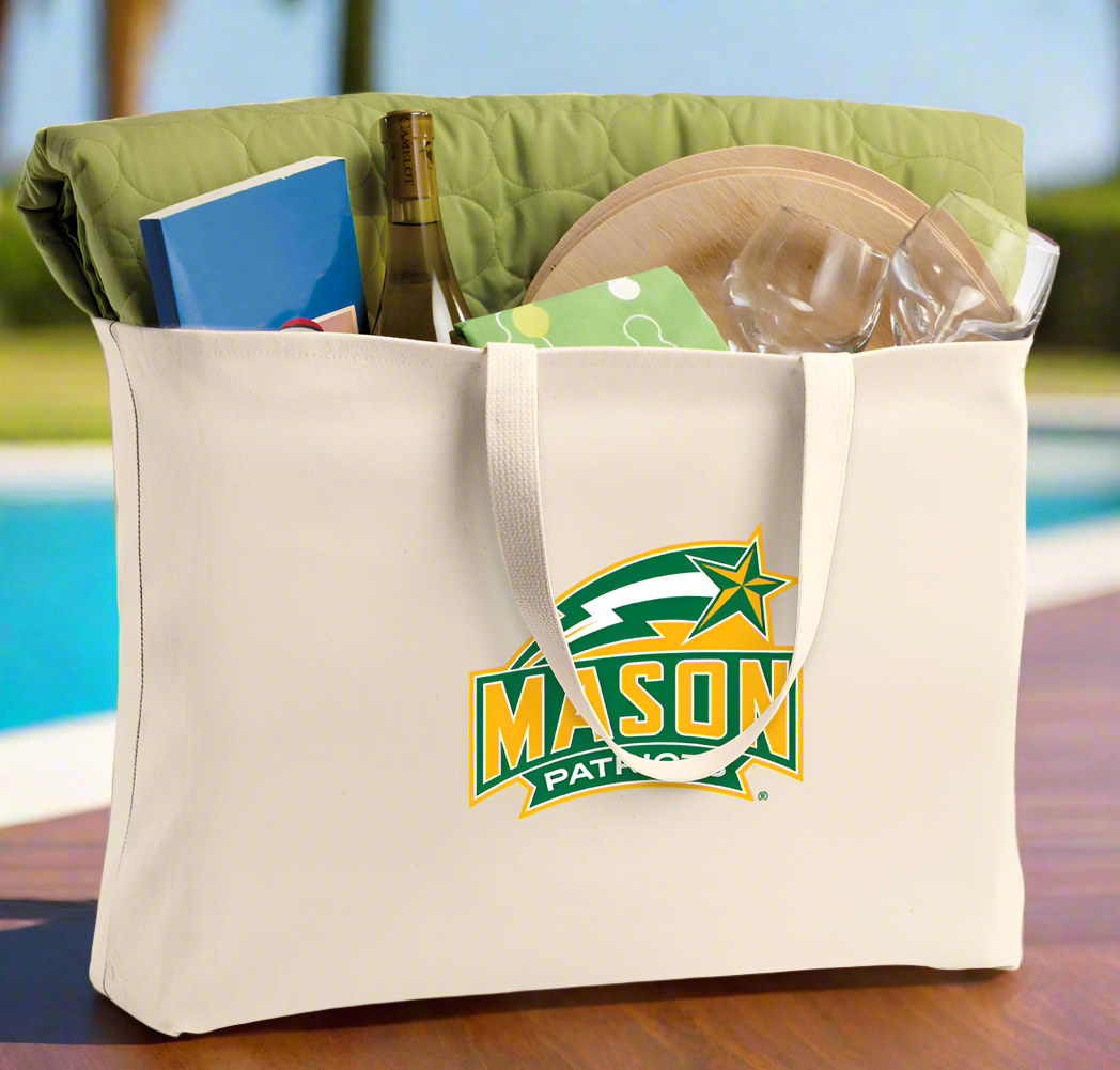 George Mason University Large Tote Bag GMU Patriots Jumbo Tote for Beach Pool or Travel