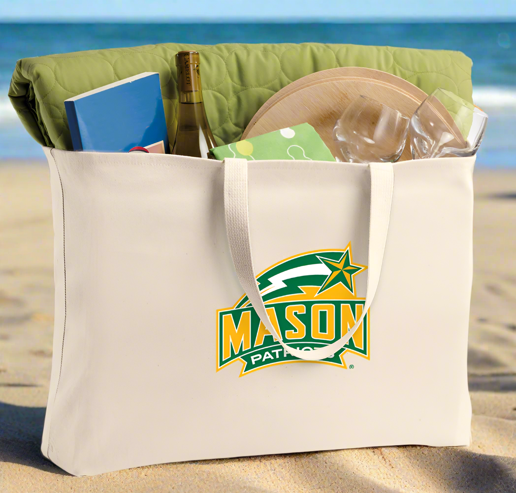 George Mason University Large Tote Bag GMU Patriots Jumbo Tote for Beach Pool or Travel