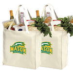 George Mason University Grocery Shopping Bags 2 PC SET GMU Patriots Reusable Cotton Bags