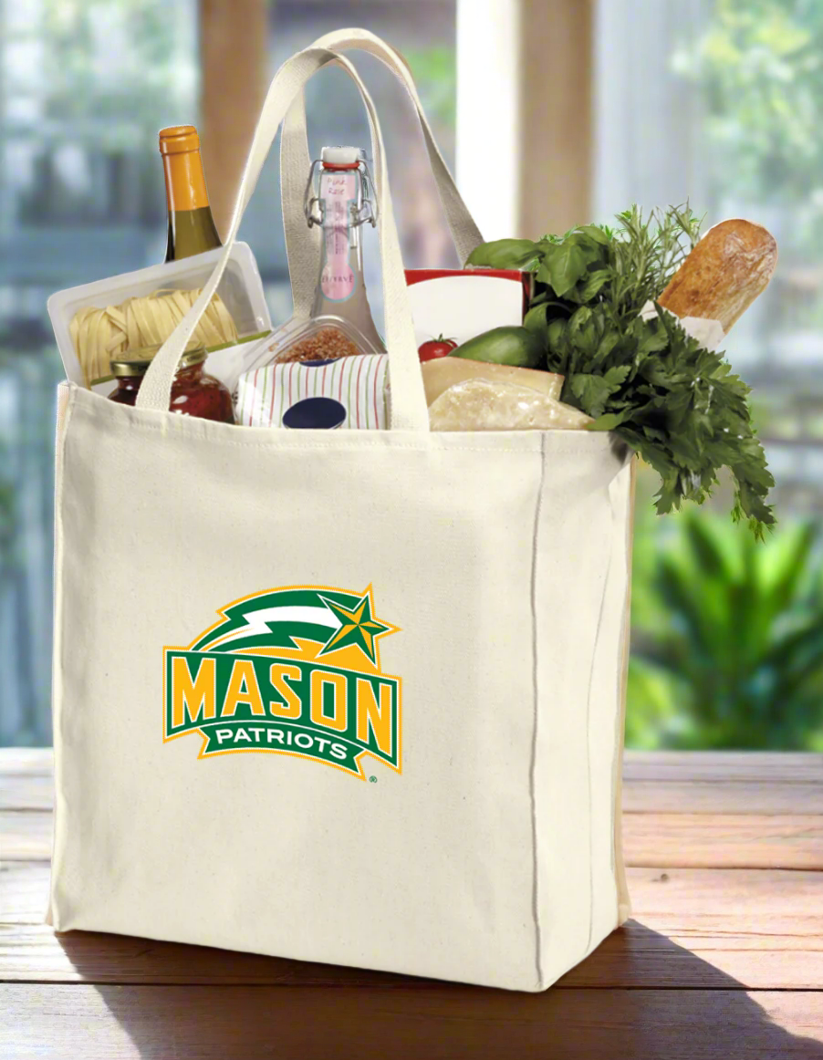 George Mason University Grocery Shopping Bags 2 PC SET GMU Patriots Reusable Cotton Bags