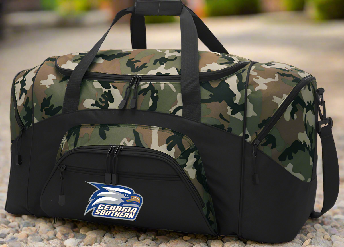 Georgia Southern Large Camo Duffel Bag GS Eagles Suitcase or Sports Gear Bag