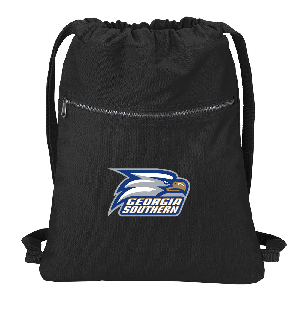 Georgia Southern Canvas Drawstring Backpack GS Eagles Cotton Cinch Pack Bag