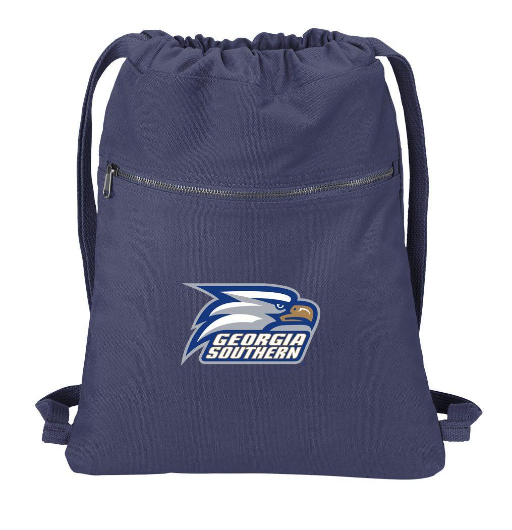 Georgia Southern Canvas Drawstring Backpack GS Eagles Cotton Cinch Pack Bag