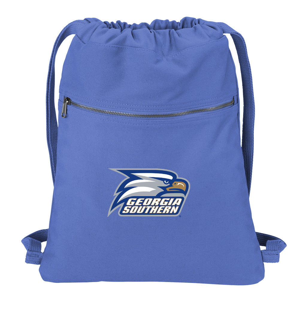 Georgia Southern Canvas Drawstring Backpack GS Eagles Cotton Cinch Pack Bag