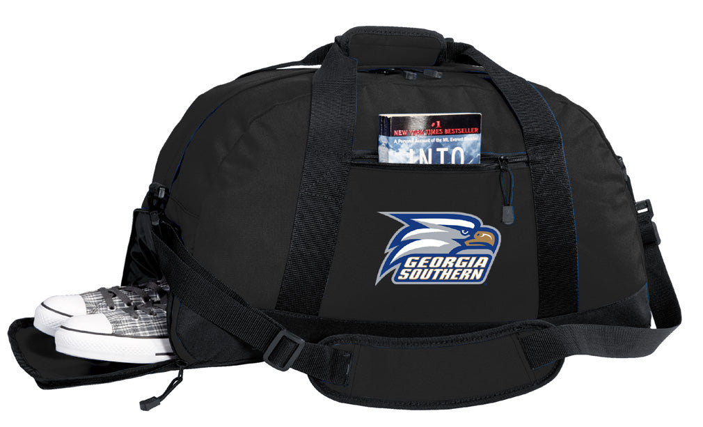 Georgia Southern Duffel Bag GS Eagles Gym or Sports Bag with Shoe Pocket