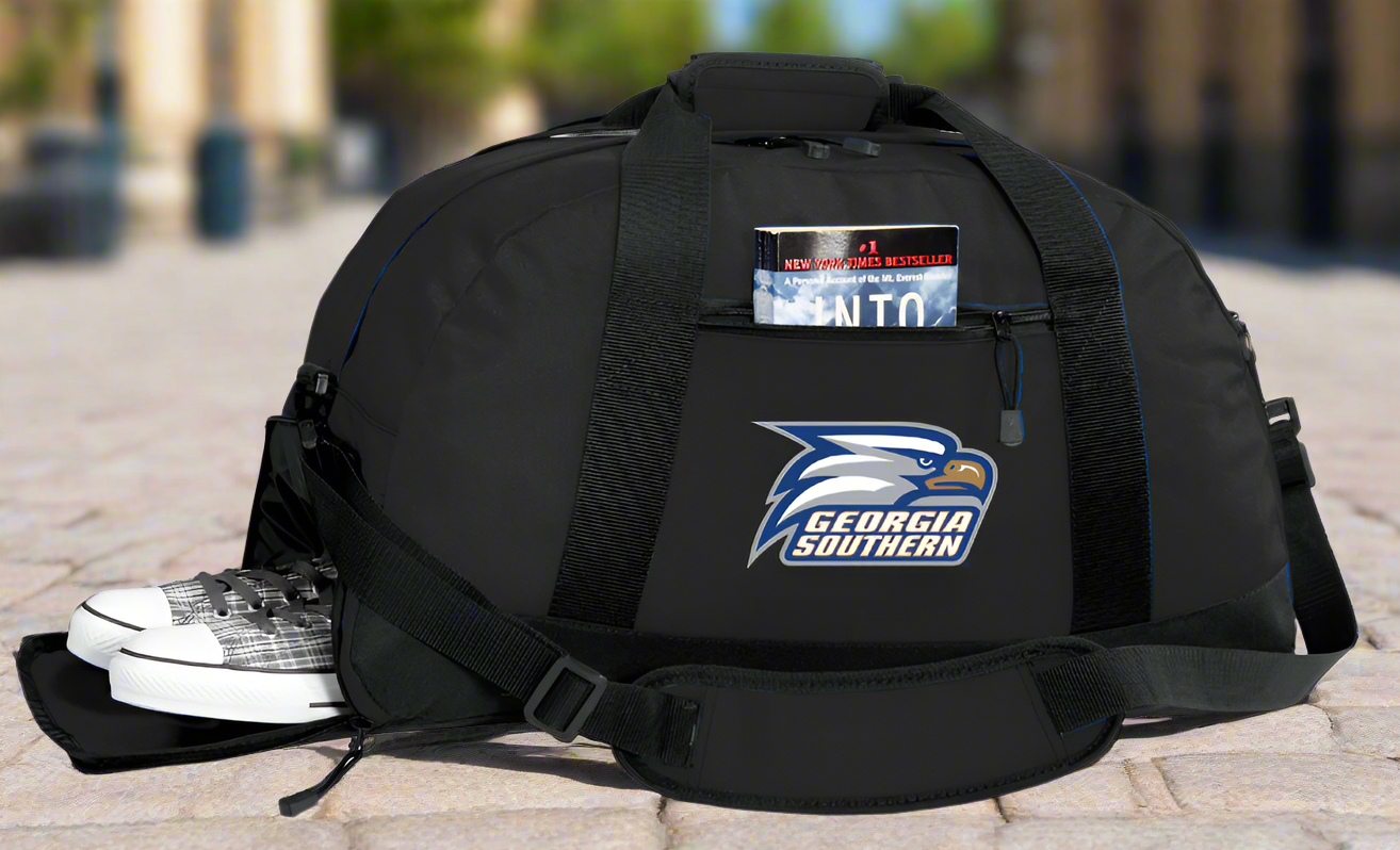 Georgia Southern Duffel Bag GS Eagles Gym or Sports Bag with Shoe Pocket