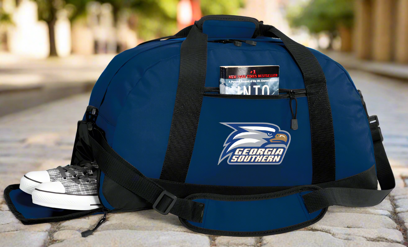 Georgia Southern Duffel Bag GS Eagles Gym or Sports Bag with Shoe Pocket