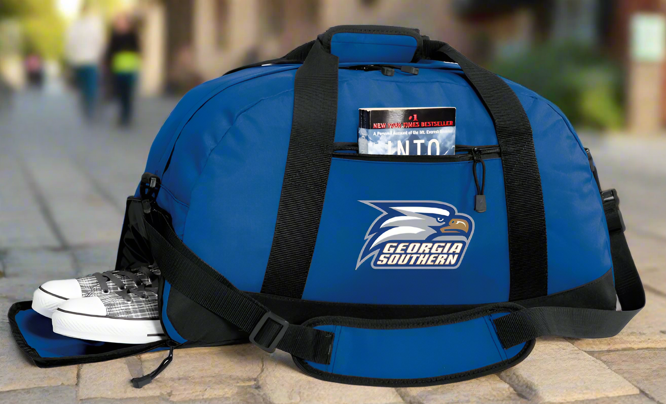 Georgia Southern Duffel Bag GS Eagles Gym or Sports Bag with Shoe Pocket