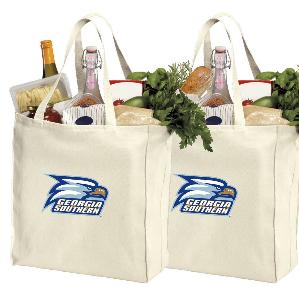 Georgia Southern Grocery Shopping Bags 2 PC SET GS Eagles Reusable Cotton Bags