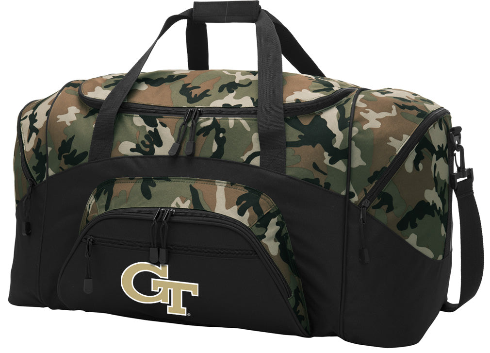 Georgia Tech Large Camo Duffel Bag Georgia Tech Logo Suitcase or Sports Gear Bag