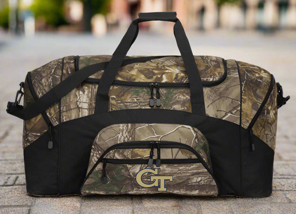 Georgia Tech Camo Large Duffel Bag Georgia Tech Logo Suitcase Travel Bag or Sports Gear Bag