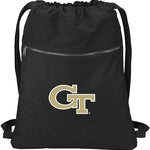 Georgia Tech Canvas Drawstring Backpack Georgia Tech Logo Cotton Cinch Pack Bag