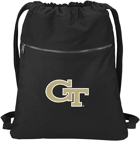 Georgia Tech Canvas Drawstring Backpack Georgia Tech Logo Cotton Cinch Pack Bag