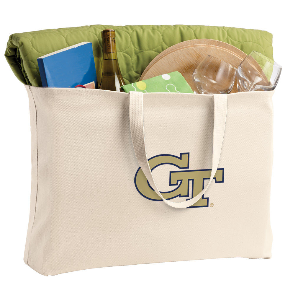 Georgia Tech Large Tote Bag Georgia Tech Logo Jumbo Tote for Beach Pool or Travel