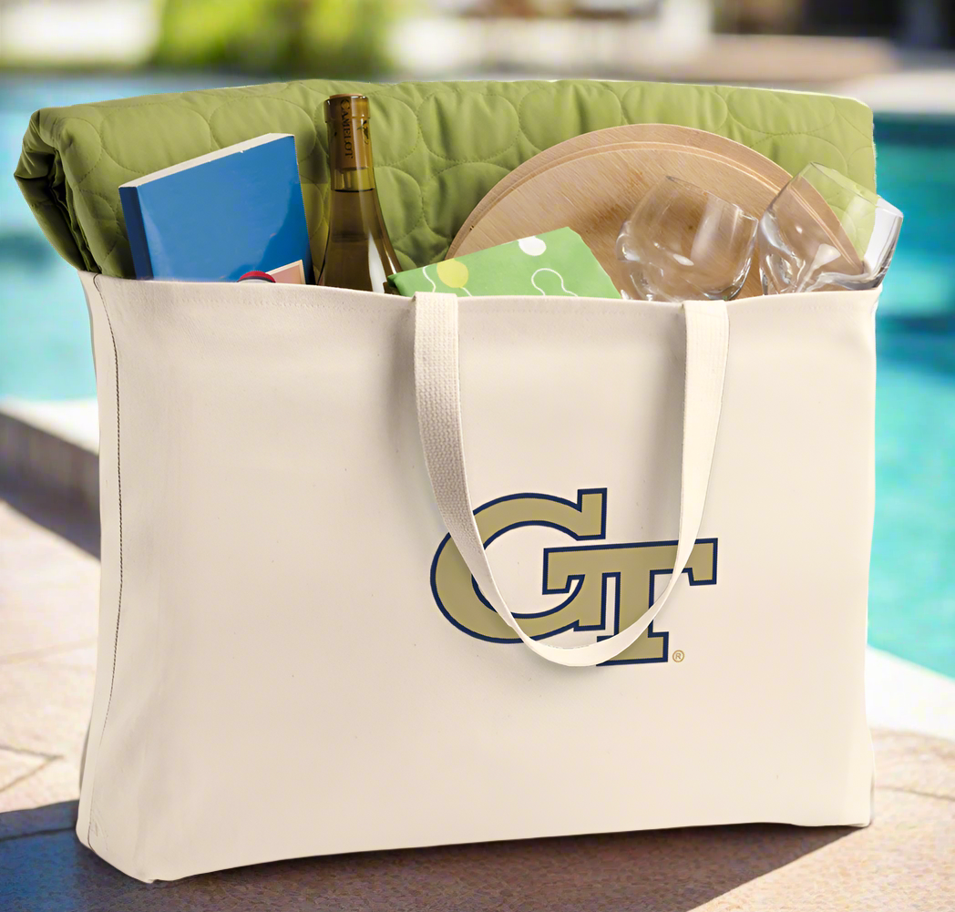 Georgia Tech Large Tote Bag Jumbo Tote for Beach Pool or Travel