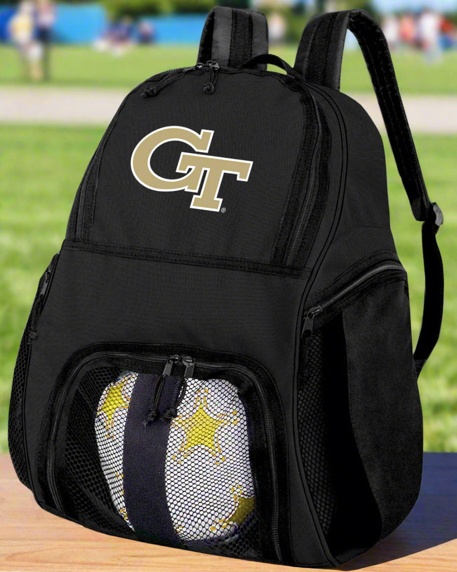 Georgia Tech Soccer Ball Backpack or Georgia Tech Logo Volleyball Sports Gear Bag