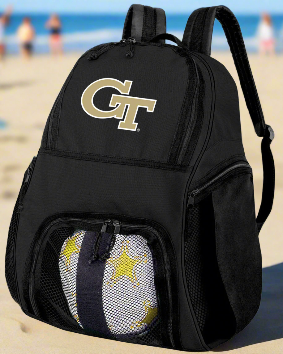 Georgia Tech Soccer Ball Backpack or Georgia Tech Logo Volleyball Sports Gear Bag