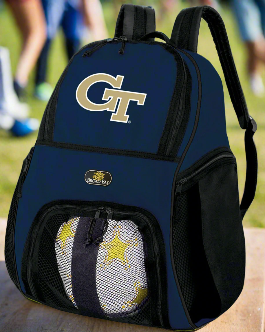 Georgia Tech Soccer Ball Backpack or Georgia Tech Logo Volleyball Sports Gear Bag