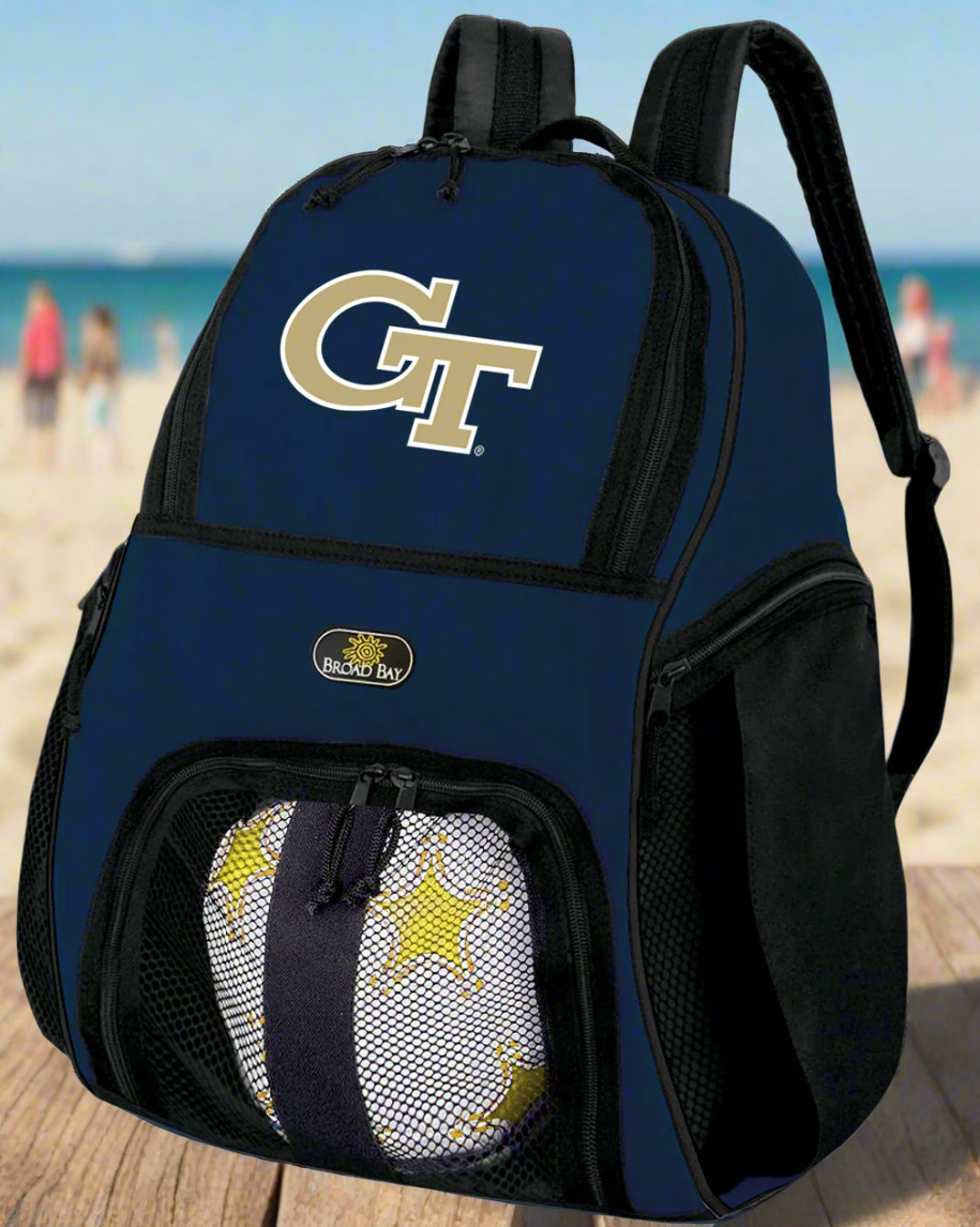 Georgia Tech Soccer Ball Backpack or Georgia Tech Logo Volleyball Sports Gear Bag