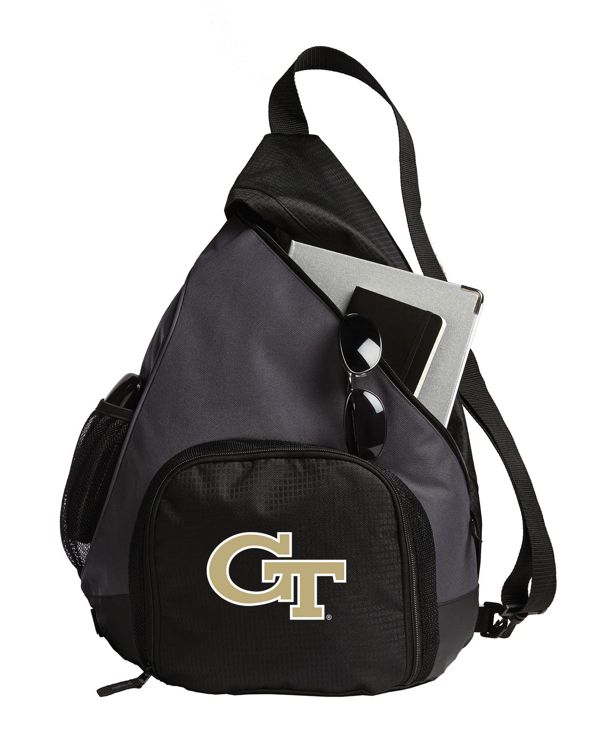 Georgia Tech Sling Backpack Georgia Tech Logo Bag with Soccer Ball or Volleyball Bag Sports Gear Compartment Practice Bag