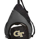 Georgia Tech Sling Backpack Georgia Tech Logo Bag with Soccer Ball or Volleyball Bag Sports Gear Compartment Practice Bag